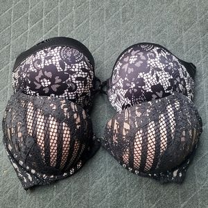 Set of Victoria Secret Bombshell Plunge Push Up Bras - 34D